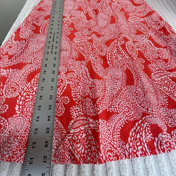Chico's Womens Red White Paisley Print Linen Short Sleeve Shirt Dress Size 1 - Picture 9 of 9